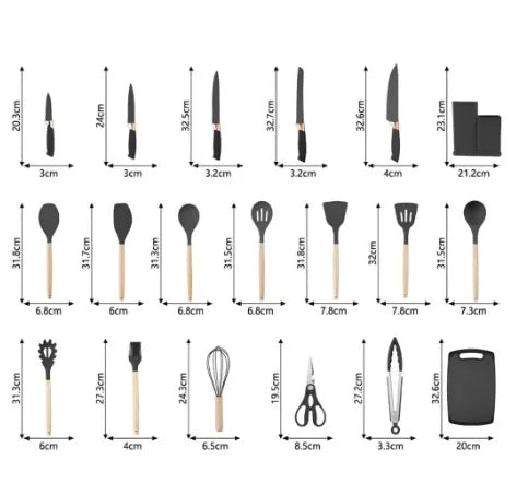 Kit Completo Jogo Utensílios de Cozinha Luxo