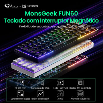 Akko MonsGeek FUN60 Mechanical Keyboard Magnetic Switch 60% Gaming Keyboards Rapid Trigger 0.01mm 8K ARGB HE/TMR Custom Keyboard